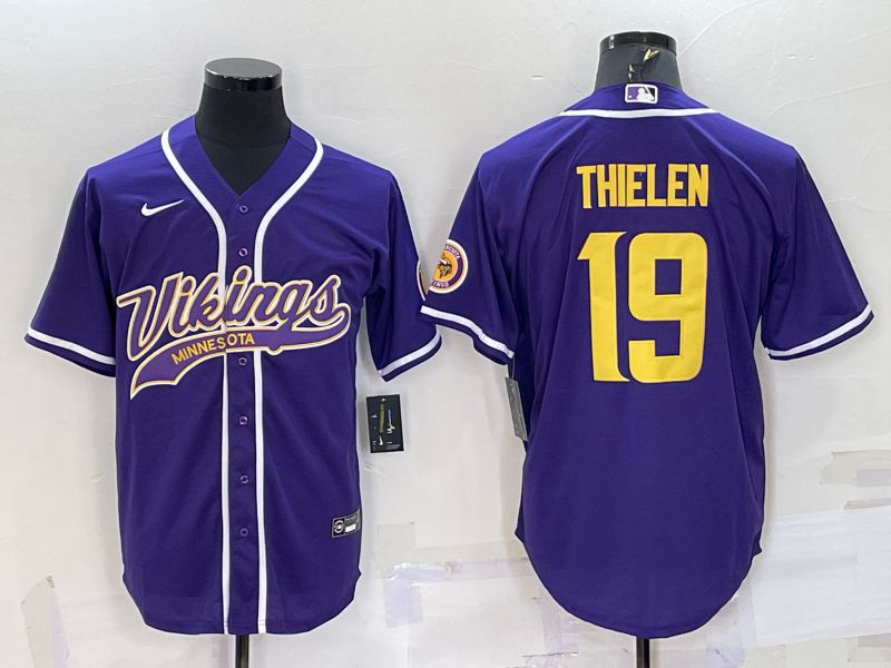 Men Minnesota Vikings 19 Thielen Purple yellow 2022 Nike Co branded NFL Jersey